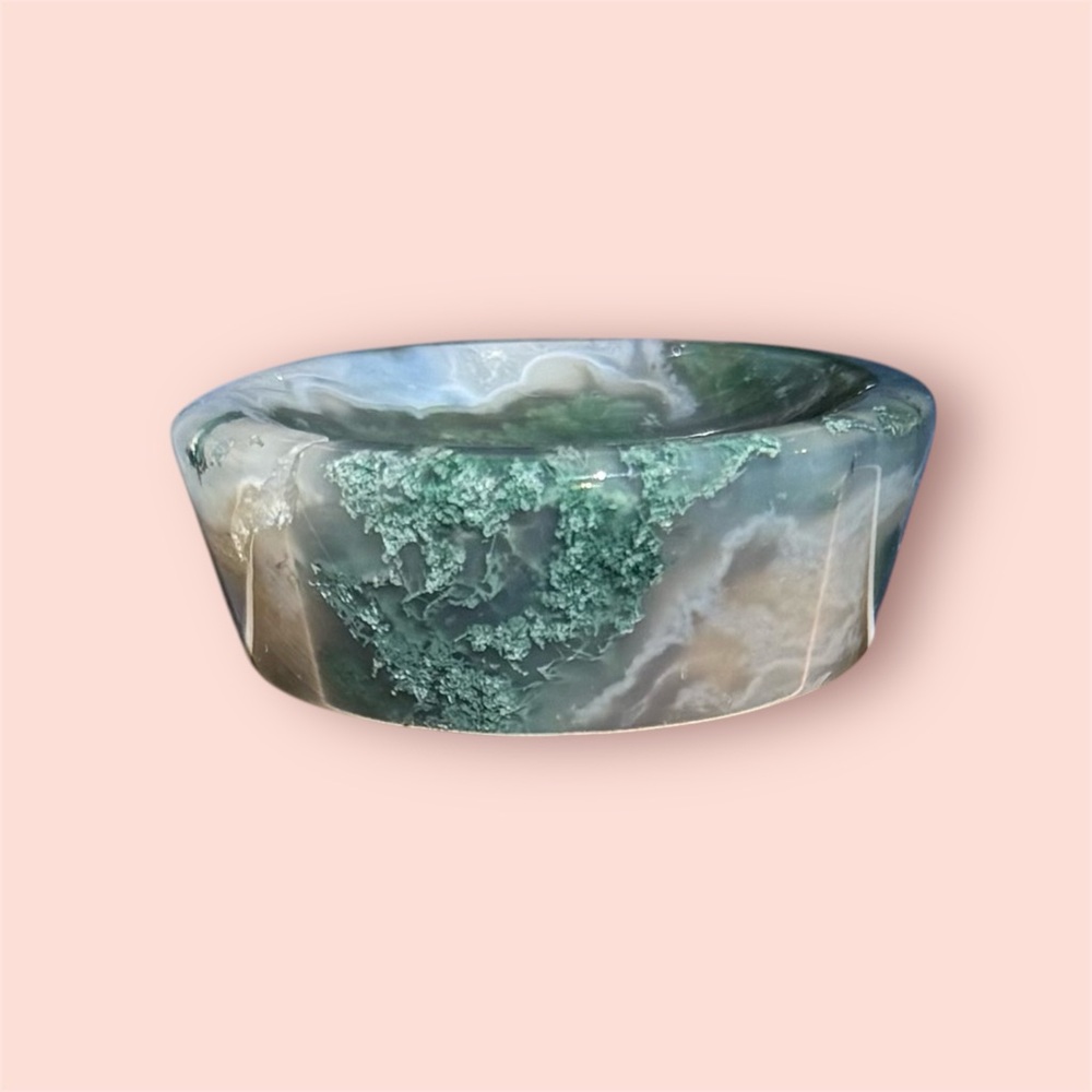 Moss Agate sphere holder